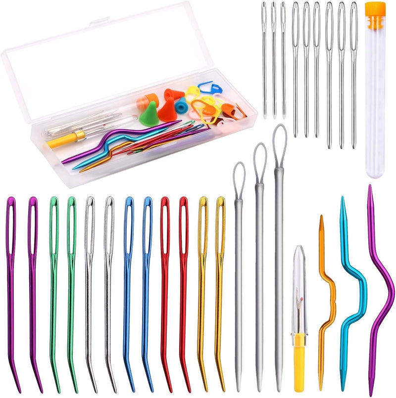 ZMAAGG 43 Pcs Yarn Needles, Tapestry Needles, Large-Eye Blunt Needles, Darning Needles for Crocheting with Wool Needles, Knitting Cable Needles, Storage Box, Stitch Markers for Knitting Crochet - Image 1